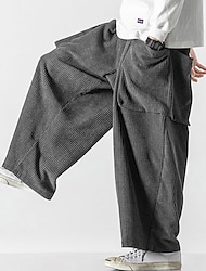 Men's Sweatpants Wide Leg Sweatpants Corduroy Pants Pocket Drawstring Elastic Waist Plain Comfort Breathable Outdoor Daily Going out Fashion Casual Black White