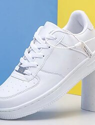 Men's Sneakers Skate Shoes White Shoes Running Walking Casual Preppy Outdoor Daily PU Height Increasing Lace-up White Spring Fall