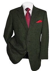 Herren-Retro-Vintage-Tweed-Blazer mit Fischgrätenmuster, normal, Übergröße, einreihig, zwei Knöpfe, Schwarz, Silber, Braun, Grün, 2024