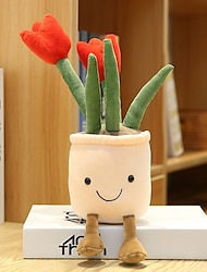 Criativo decoração de casa simulação planta tulipa suculenta boneca brinquedo de pelúcia flor vaso planta decoração pano boneca