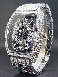 Orologio al quarzo ghiacciato regalo per uomini e donne grande polso orologi al quarzo con diamanti pieni quadrante blu accessori hip hop impermeabili Reloj Hombre