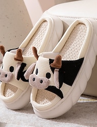 Pentru femei Papuci Pantofi Fuzzy Casă Iarnă Platformă Drăguţ Lenjerie Vaca neagră Vaca brună vacă de lapte