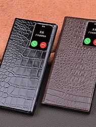 telefon Carcasă Pro Samsung Galaxy S23 Ultra S22 Ultra Flip Cover Automatické probouzení Magnetické Teplá Pravá kůže