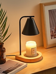 încălzitor de lumânări crin aromoterapie lampă cu ceară topită noptieră artă din lemn lampă lumânare topită simplă, fără fum, lumină de noapte reglabilă cu temperatură