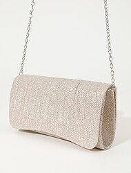 poșeta de seară cu sclipici argintiu pentru femei – geantă de umăr elegantă cu curea de lanț pentru cocktail, nuntă și evenimente formale