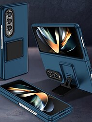 telefon Ügy Kompatibilitás Samsung Galaxy Z Fold 5 Z Fold 4 Z Fold 3 Fekete tok Állvánnyal Kitámasztó Matt Frosted Tömör szín TPU