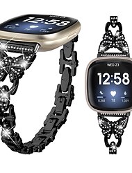 Smart Watch Band Kompatibilis valamivel FitBit Versa 4, Sense 2, Versa 3, Sense Rozsdamentes acél Okos óra Szíj Női Csillogás Kristály Ékszer karkötő Csere Karszalag