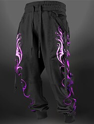 Flame Abstract Men's 3D Print Sweatpants Joggers Pants Trousers Outdoor Street Casual Daily Polyester Yellow Blue Purple S M L Mid Waist Elasticity Pants