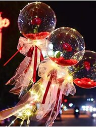 (momento romántico) ramo de rosas con globos luminosos LED, globos transparentes con luz de ramo de rosas: cree una atmósfera mágica y romántica para bodas, compromisos, cumpleaños (sin batería 2*aa)