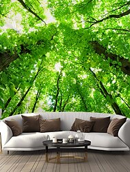 krajobraz zielony las wiszący gobelin wall art duży gobelin mural wystrój fotografia tło koc zasłona strona główna sypialnia dekoracja salonu