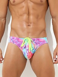 Hombre Calzoncillos de natación Diario Playa Transpirable Secado rápido Correa Cintura elástica Geométrico Corto Deportes Casual Ropa de Deporte Amarillo Azul Piscina Microelástico