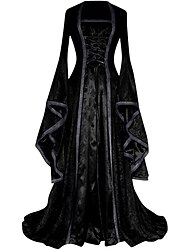 Retrò Vintage Medievale Rinascimento Lunghezza lunga Abito da Ballo Manica del polsino svasato Strega Pirata Vichingo Costume Per donna Celtico Reale Notte di Valpurga Halloween Carnevale Mascherata