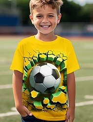Jungen 3D Fußball T-Shirt Hemd Kurzarm 3D-Druck Sommer Aktiv Sport Modisch Polyester kinderkleidung 3-12 Jahre Rundhalsausschnitt Outdoor Casual Täglich Regular Fit