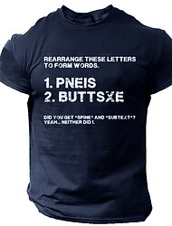 メンズ 短袖 面白い ワードパズル Tシャツ PNEIS BUTTSXE 皮肉なユーモア グラフィック