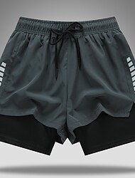 Homens Shorts de Corrida Shorts de Academia Esportes Basquete Ginásio Respirável Secagem Rápida Com Cordão Cintura elástica Forro Tecido Curto Desporto Casual Roupas Esportivas Preto Cinzento