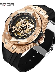 SANDA Men Mechanical Watch Fashion Casual Business Wristwatch Luminous Waterproof Decoration Silicone Gel Watch