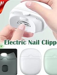 электрические кусачки для ногтей, автоматические кусачки для ногтей с подсветкой, кусачки для ногтей 2 в 1 и пилочка с хранилищем обрезков ногтей, безопасный перезаряжаемый USB-триммер для ногтей для