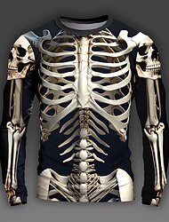 Graphic Skull Skeleton Fashion Designer Casual Men's 3D Print T shirt Tee Sports Outdoor Holiday Going out T shirt black Long Sleeve Crew Neck Shirt Spring & Fall Clothing Apparel S M L XL 2XL 3XL