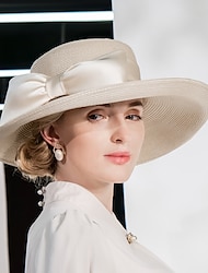 Hats Polyester Fiber Bowler / Cloche Hat Straw Hat Sun Hat Wedding Casual Elegant Wedding With Bowknot Headpiece Headwear