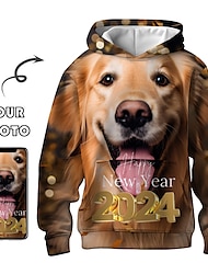 dierenhond heren dagelijkse 3d-print hoodie nieuwjaarsvakantie uitgaan hoodies op maat gemaakte rode print met lange mouwen en capuchon lente&amp;  herfst designer sweatshirt met capuchon
