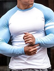 Ανδρικά Μπλουζάκι Πουκάμισο γυμναστικής Μπλούζα συμπίεσης Πουκάμισο για τρέξιμο Ανδρικά μπλουζάκια Στρογγυλή Ψηλή Λαιμόκοψη Μακρυμάνικο Αθλήματα & Ύπαιθρος Διακοπές Εξόδου Καθημερινά