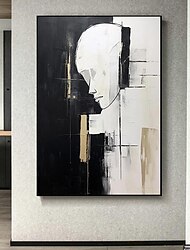 figura original en blanco y negro pintura al óleo pintura al óleo texturizada blanca arte de pared acrílico abstracto moderno pintura pintada a mano negra regalo sin marco