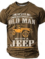 Férfi Grafikus Póló Soha Ne Becsülj Le Egy Idős Embert Egy Jeep Példával - Rövid Ujjú