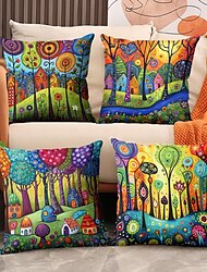 Colorful Landscape Double Side Cushion Cover 1PC Decorative Square Throw Pillow Cover Pillowcase for Bedroom Livingroom Indoor Cushion for Sofa Couch Bed Chair