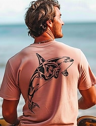 Grafika Állat Cápa Napi Hawaii Üdülőhely stílus Férfi 3D nyomtatás Póló Szabadtéri sport Szabadság Alkalmi póló Fehér Világoszöld Arcpír rózsaszín Rövid ujjú Terített nyak Ing Tavaszi nyár Ruházat S