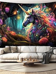 Colorful Unicorn Hanging Tapestry Wall Art Large Tapestry Mural Decor Photograph Backdrop Blanket Curtain Home Bedroom Living Room Decoration