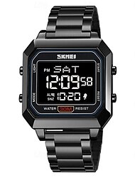 skmei férfi elektronikus négyzet alakú acélpánt diák multifunkcionális sport vízálló éjszakai fényű elektronikus óra 2149