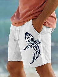 shorts de algodão masculino shorts de verão shorts de praia impressão cordão cintura elástica animal peixe conforto respirável curto férias ao ar livre saindo mistura de algodão havaiano casual