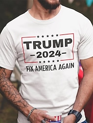 Trump 2024 bedrukt heren grafisch katoenen t-shirt sport klassiek overhemd korte mouw comfortabel t-shirt sport outdoor vakantie zomer mode designer kleding