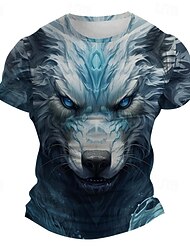 Herren Grafik Wolf T Shirt Kurzarm T-Shirt 3D-Druck Rundhalsausschnitt Hemd Subkultur Sport im Freien Ferien Ausgehen Hellblau Rote Blau Frühling & Sommer Bekleidung S M L XL 2XL 3XL