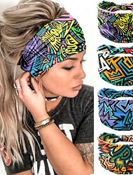 Bedrucktes Stirnband, Bohemian-Kopftuch, elastisches Damen-Sport-Yoga-Stirnband, breitkrempiges Stirnband, modischer Haarschmuck