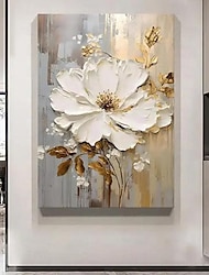 handbeschilderd grote bloem textuur schilderij 3D textuur schilderij goud bloemen abstract schilderij originele gouden muur kunst bloem schilderij voor woonkamer home decor uitgerekt frame klaar om op