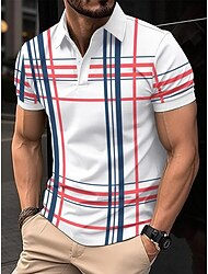 Men's Polo Shirt Work Street Turndown Short Sleeves Solid / Plain Color Basic Summer Loose Fit Ash rice white Navy Polo Shirt