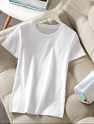 T-shirt Plain T-shirt For Women's Adults' Non-Printing School Casual Daily