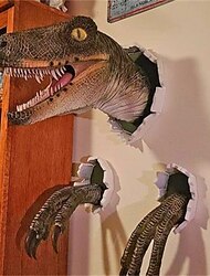 Velociraptor Statue Wall, Wall Mount Dinosaur Head Sculpture, Dinosaur Bust Decor