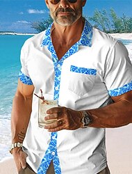 Camisa floral tropical para hombre, camisa hawaiana con estampado 3d, cuello cubano, manga corta, camisa de playa de verano, ropa diaria de vacaciones s a 3xl