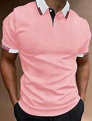 Per uomo POLO Camicia da golf Golf Informale Sport Bavero Classico Manica corta Di tendenza Essenziale Collage Pulsante Estate Standard Bianco Rosa Rosso Blu marino Verde POLO