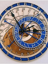 Orologio astronomico di Praga silenzioso, senza ticchettio, decorativo acrilico, orologio rotondo da 10 pollici, per la scuola, l'home office