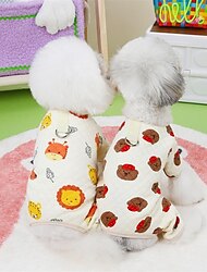 Dog Cat Jumpsuit Animal Bear Adorable Animal Dailywear Bed Winter Dog Clothes Puppy Clothes Dog Outfits Breathable White / Red White Costume for Girl and Boy Dog Padded Fabric XS S M L XL