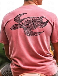 Animal Turtle Men's Resort Style 3D Print T shirt Tee Holiday Vacation Going out T shirt Pink Blue Green Short Sleeve Crew Neck Shirt Spring & Summer Clothing Apparel S M L XL 2XL 3XL