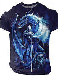 Graphic Dragon Designer Retro Vintage Subculture Men's 3D Print T shirt Tee Sports Outdoor Holiday Going out T shirt Burgundy Blue Purple Short Sleeve Crew Neck Shirt Spring & Summer Clothing Apparel