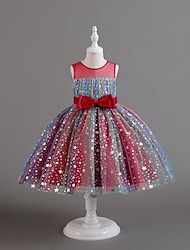 שמלת טוטו כוכבת בנות קשת בענן, מרופד כותנה, בדוגמת גלקסיה, עם חגורת קשת&amp; פרטי נצנצים ניגודיים נוחים&amp; עמיד לאורחים בחתונה