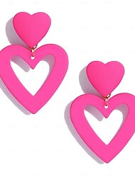 שנות ה-50 עגילי לב כפול שנות ה-50 רוקביליטי בסגנון רטרו וינטג' עגילי טיפת לב משתלשלים לנשים אוהבות לבבות עגילים מתנדנדים ליום האם ליום האהבה