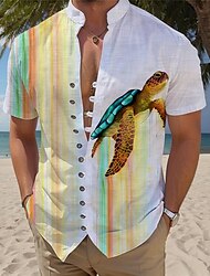 kilpikonna miesten lomakohde havaijilainen 3d painettu paita loma päivittäinen kuluminen loma kesä seisova kaulus lyhyet hihat keltainen sininen violetti s m l paita
