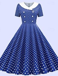 שמלת קוקטייל עם נקודות משנות החמישים שמלת שמלת וינטג' שמלת רוקבילי התלקחות שמלת נשים שמלת חג המולד השיבה הביתה שמלת חופשה