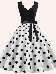 коктейльное платье в горошек 1950-х годов винтажное платье платье рокабилли расклешенное платье длиной до колен женское с v-образным вырезом рождественский вечер вечеринка помолвка возвращение на